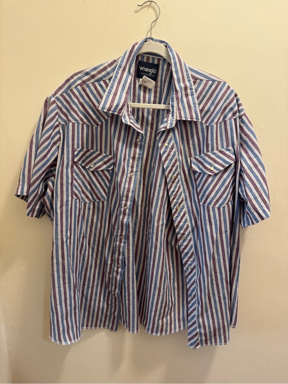 Wrangler Men’s XXL pearl snap Short Sleeve Striped Button-Down Shirt